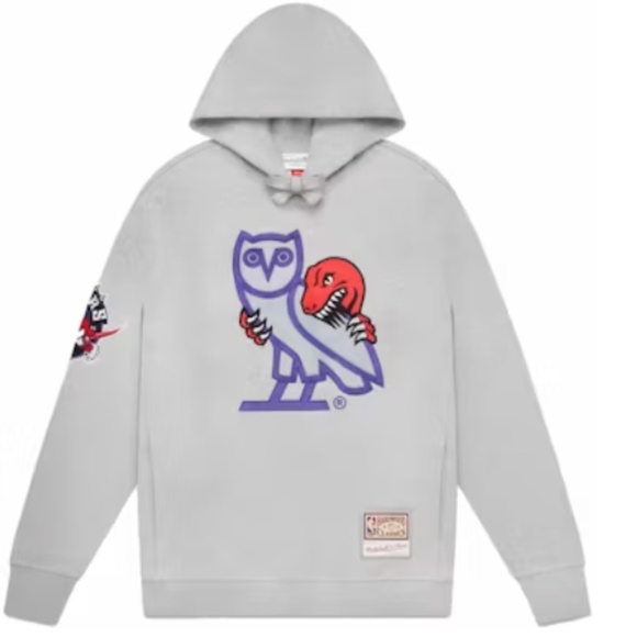 OVO Mitchell & Ness 1995 Toronto Raptors NBA OG Owl Hoodie - Picture 2 of 3